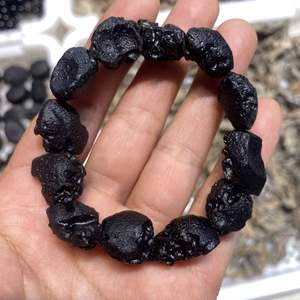 Bracelet de guérison en perles de téktite naturelle de qualité AAA, bijoux en gros, bracelets bruts, cadeau - Product Image 1