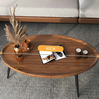 Ensemble de table basse ovale rustique en bois, tables d'appoint de canapé gigogne pour salon, bureau, café