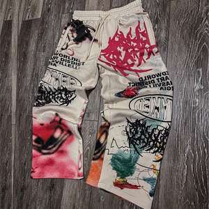 Streetwear OEM Y2K Ensemble de pantalons de survêtement à capuche Impression graphique personnalisée Survêtement deux pièces pour hommes 100% coton Fermeture éclair complète Street Wear - Product Image 6