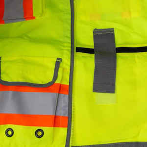 Hi Vis Safety <b>Vest</b> 100% Polyester <b>Reflective</b> Unisex Workwear Jacket Multi-Pockets Customizable <b>Reflective</b> Safety <b>vest</b> - Product Image 4