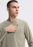 T-shirt de course à manches longues pour hommes T-shirt de gymnastique simple décontracté solide T-shirt de sport à manches longues pour hommes