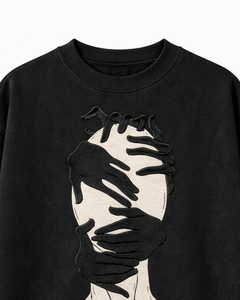 Sweat-shirt à manches longues pour homme en coton 100% pour l'hiver avec un motif abstrait minimaliste de visage, art moderne, streetwear décontracté - Product Image 3