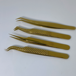 Pinzas para pestañas postizas Acero inoxidable Calidad fina Recto y curvado Top Lash Tweezes Suministros de extensión de pestañas - Product Image 1
