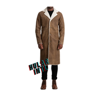 Manteau long classique B3 pour homme en cuir véritable avec décoration en peau de mouton, veste d'hiver tricotée à double boutonnage coupe-vent