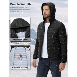 Chaqueta de plumón para hombre con tela acolchada para máxima calidez, chaqueta de invierno para hombre con cierre de cremallera para estilo y comodidad - Product Image 5