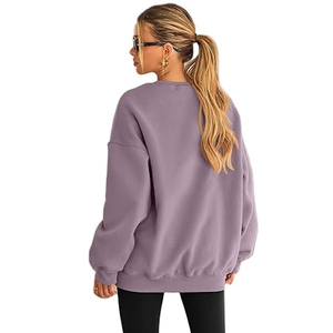 Women's Oversized 100% Cotton Eco-Friendly Quick Dry Solid Sweatshirt High Quality Regular Length Breathable Winter Neck Custom - Product Image 4
