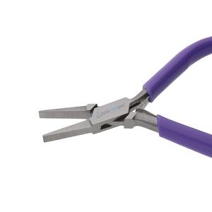 Alicates de Punta Plana de 4.5 Pulgadas (114 mm) con Mango de Vinilo Morado y Doble Resorte, Herramienta para Joyería - Product Image 1
