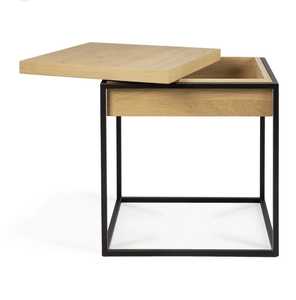 โต๊ะไม้ด้านข้างทำจากโลหะพร้อมลิ้นชักสำหรับเตียงโซฟาและกาแฟมีพื้นที่เก็บของ - Product Image 2