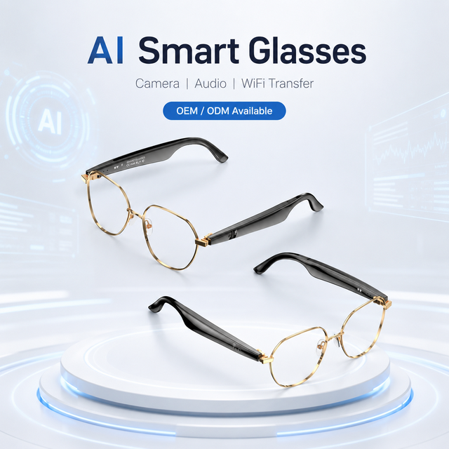 Open Ear Audio Smart Glasses for Calling Music Playback Touch Control AI Assistant Dual Camera IP66 Waterproof Private