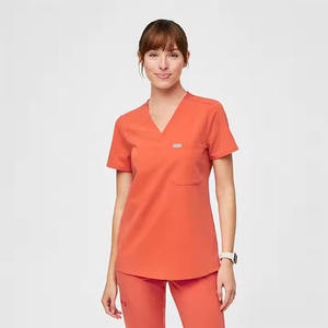 Combinaison chirurgicale pour médecin et infirmière pour homme et femme, couleur unie, col en V, poche élastique, séchage rapide, ensemble d'uniformes respirants - Product Image 4