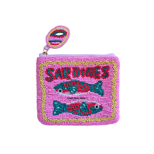 Handmade Beaded <b>Coin</b> Purse Zipper Closure Chain Key Pouch <b>Money</b> <b>Bag</b> Waterproof Sardine Pattern <b>Coin</b> Purse Zipper Closure - Product Image 1