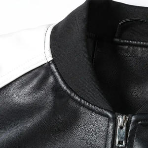 Veste en cuir noire coupe slim coupe-vent de haute qualité, classique, de style motard, en PU, pour hommes, design et logo personnalisés - Product Image 4