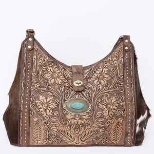 2025 nouveauté Floral Designer Western cuir sac à bandoulière haute peau de vache daim fourre-tout étanche pour l'automne - Product Image 6