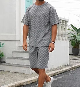 Ensemble short et t-shirt pour homme de haute qualité, été, logo personnalisé, coton, manches courtes, motif uni, respirant - Product Image 3