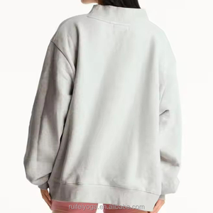 Custom Embroidered Streetwear Soft Cotton Mockneck Crewneck Pullover Sweater <b>Jumper</b> Fleece Oversized Women Mock Neck Sweatshirt - Product Image 3