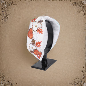 White Embroidered Beaded Floral Luxury Women's <b>Padded</b> Fabric <b>Headband</b> Boutique Designer Accessory Export Quality <b>Headbands</b> - Product Image 3