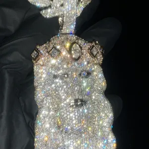 Custom Hip Hop gioielli ciondolo passante Tester 18K 925 argento ghiacciato fuori collana VVS Moissanite 3D Jesus ciondolo uomini
