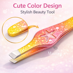 Pinzas para Cejas de Acero Inoxidable con Degradado Arcoíris y Diseño de Estrella, Punta Inclinada de Precisión, Herramienta de Belleza Ecológica para Depilación - Product Image 2