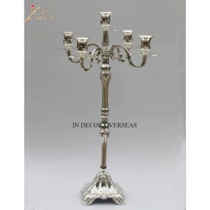 Latón antiguo acabado único diseñador de lujo aluminio fundido aspecto elegante 5 brazos candelabros MESA DE BODA centro de mesa suministros - Product Image 4