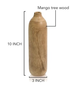 Vase décoratif artisanal en bois de manguier, finition naturelle, écologique, décoration d'intérieur, accent pour le salon, étagère, table - Product Image 4