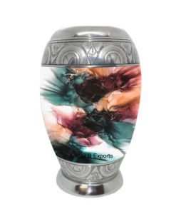 Urnes de crémation en métal Noohn Mosaïques en pierre Conception en bois de brique avec sac de velours gratuit Utilisation commémorative pour adultes Cendres humaines L MAX B EXPORTS - Product Image 1