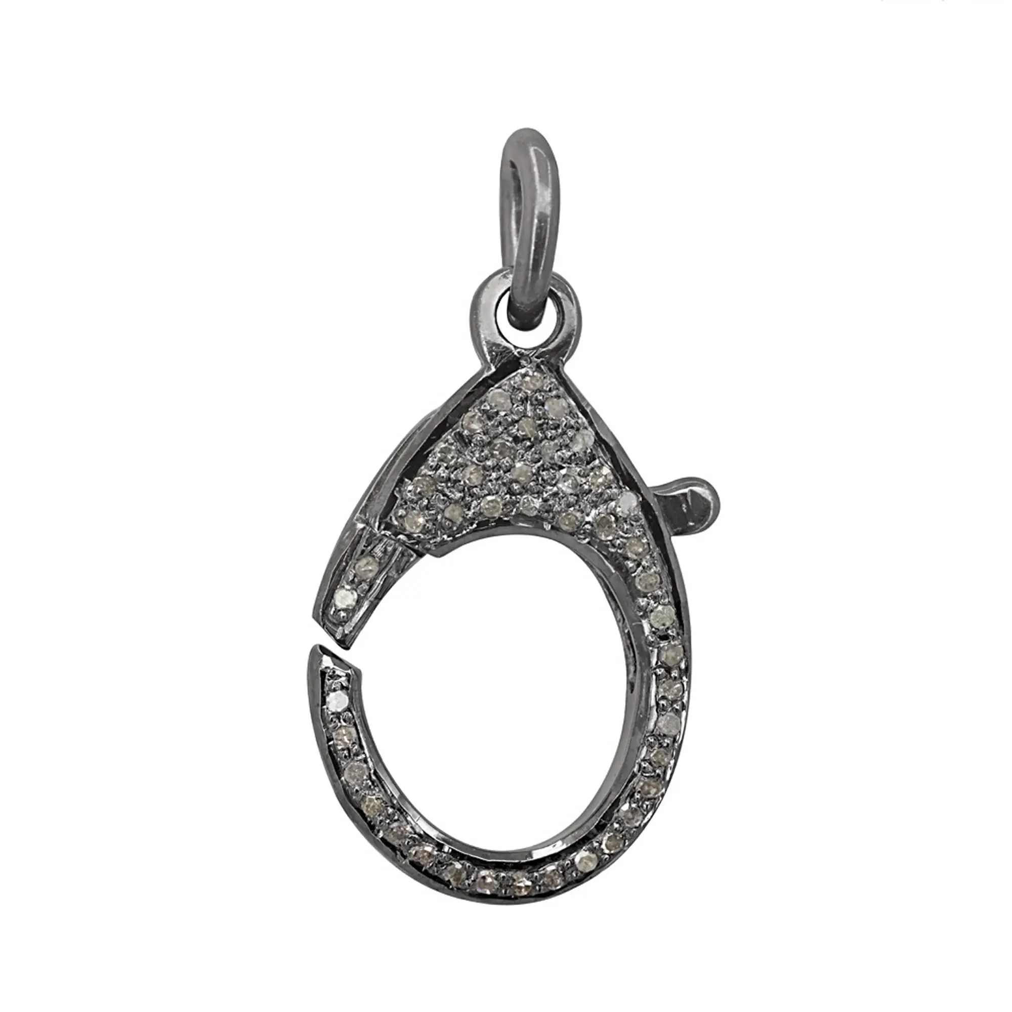 Best Designer Genuine Pave Diamond Lobster Clasp 925 Sterling Silver Clasp Lock Charms risultati componenti fornitore di gioielleria raffinata