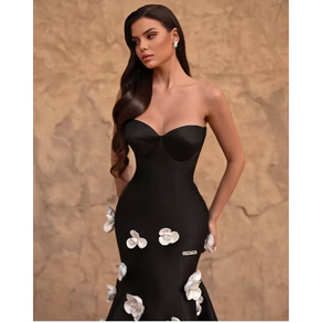 Robe de soirée luxueuse pour femmes Perles et strass ornées Tissu doux de qualité supérieure Robe de cocktail élégante Occasion spéciale Sirène - Product Image 2