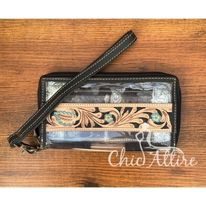 Women's Transparent Clutch Wallet Hand Tooled <b>Vintage</b> Fashionable Leather Purse New Design RFID <b>Mini</b> Lady Purse - Product Image 1