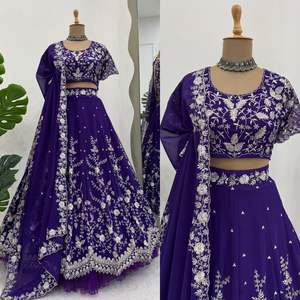 Lehenga Choli réversible en faux georgette de 9 mm, taille jusqu'à 44, vêtements de fête pour toutes les saisons - Product Image 1