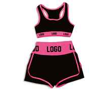 Conjunto de Sujetador y Pantalones Cortos para Mujer, Transpirable, con Logotipo Frontal, Soporte Medio, para Yoga, Nueva Colección, Precio Bajo, Gran Cantidad, Tendencia Actual