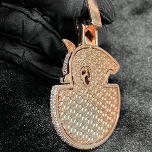 Pendentif grand requin en argent sterling plaqué or rose, moissanite VVS, hip hop, glacé, Migos, fête masculine, pendentif de haute qualité, collier - Product Image 4