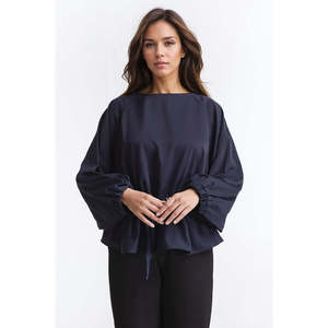 Chemisier simple et élégant à col bateau pour le printemps/été, mode décontractée Y2K, imprimé floral brodé sur satin en coton tricoté, tailles XS à XL - Product Image 3