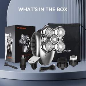 Rasoir électrique sans fil pour homme, utilisation humide et sèche, étanche IPX7, rasoir à barbe avec cinq lames, mini tondeuse à cheveux électrique, noir - Product Image 2