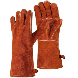 Guantes de soldadura de cuero rojo para soldadura industrial de cuero función anticalor guantes de soldadura de cuero de seguridad industrial - Product Image 1