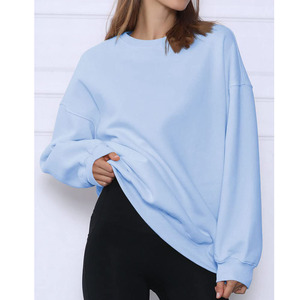 Vente en gros de sweat-shirt à col ras du cou surdimensionné avec impression de transfert de logo personnalisé 290Gsm vierge à épaules tombantes sweat-shirt à capuche pour femme - Product Image 3