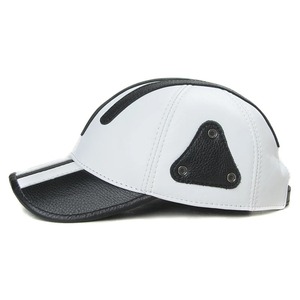Gorra de Golf de cuero genuino para hombre, gorra de béisbol de retazos blanca y negra informal para exteriores, gorra de camionero elegante con lengua de pato fina para hombre - Product Image 2