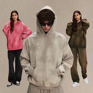 Spray Dyed Heavyweight 450 GSM French Terry Oversized Vintage Distressed <b>Paint</b> Splatter Sun Faded Hoodies Unisex - Product Image 4