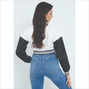 Las chaquetas de bombardero universitarias más vendidas para mujer, logotipo bordado personalizado, chaquetas de bombardero de béisbol con cuello de botón informales, abrigos para mujer - Product Image 2