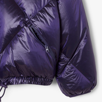 Damen Casual Warme Winterjacke Übergroße Gesteppte Daunenjacke mit Kapuze Glänzender Taft Gefüllte Puffärmel Wasserabweisend Kurz