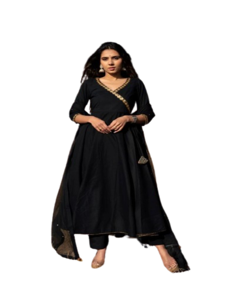 Plain Black Long Dress Kurti Stylish Women's Clothing