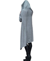 Veste à capuche asymétrique courte en polaire respirante pour femme, avec poches, ourlet asymétrique, coupe oversize, style streetwear décontracté, automne