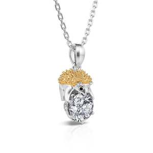 Jeulia Hug Me Prickly <b>Cutie</b> Hedgehog Round <b>Cut</b> Sterling Silver Necklace - Product Image 2