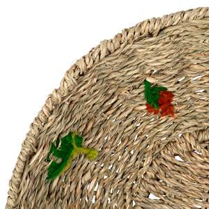 Cuenco bohemio de algas marinas naturales con adorables patrones bordados Cuenco artesanal para uso decorativo y diario - Product Image 3