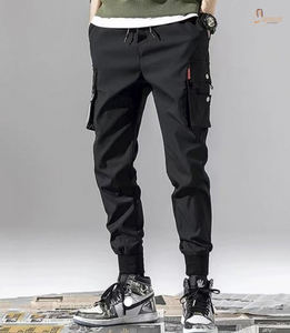 Custom Elastic Men's <b>Cargo</b> Pants for Summer High Waist Plus Size Casual <b>Trousers</b> Lightweight Canvas Multi-Pocket Design - Product Image 1