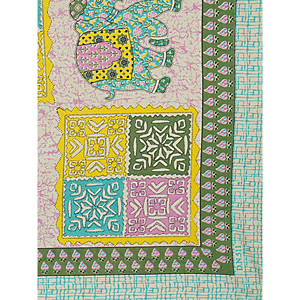 Drap de lit King Size en coton 100% vert 240 TC avec 2 taies d'oreiller, motifs ethniques, ensemble 3 pièces (ADB1478) - Product Image 5