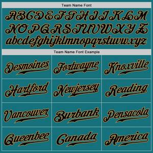 Maillot de baseball personnalisé bleu sarcelle noir à fines rayures-vieil or authentique - Product Image 5