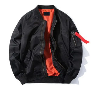 Chaquetas de Bombardero a prueba de viento de moda universitaria personalizadas de calidad superior al por mayor recién llegado Lona de invierno con soporte de cremallera negra - Product Image 1