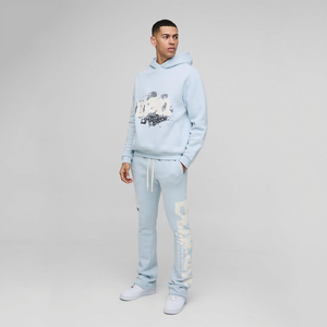 Pantalon de survêtement à capuche 100% coton épais survêtements respirants de haute qualité pour hommes motif solide vêtements d'hiver écologiques - Product Image 1