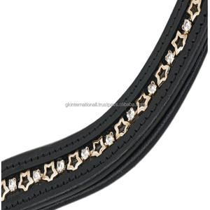 Cristales de estrella personalizados Diamante brillante Mega Bling con incrustaciones de canal vacío Banda de ceja de caballo de cuero acolchado en tamaños de mazorca completa - Product Image 6