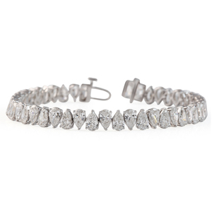 Pulsera de tenis de diamantes de laboratorio en forma de pera de 14K con diseño alternado, elegantes pulseras y brazaletes de diamantes - Product Image 1